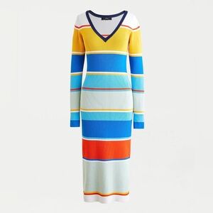 J.CREW ribbed heavyweight stretch stipe color blocked midi dress M
